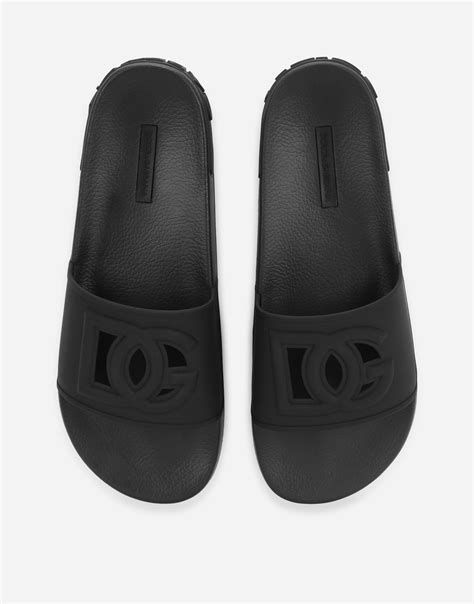 Rubber beachwear slides with DG Millennials logo